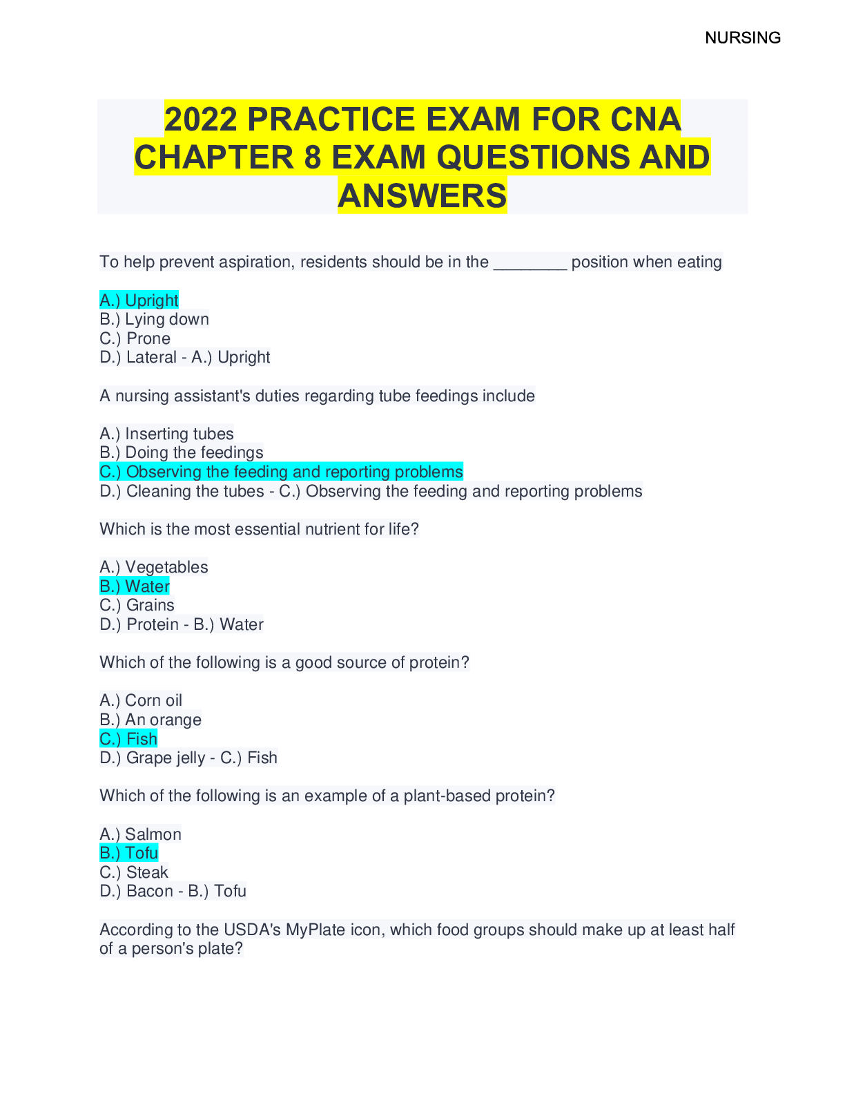 cna test practice questions