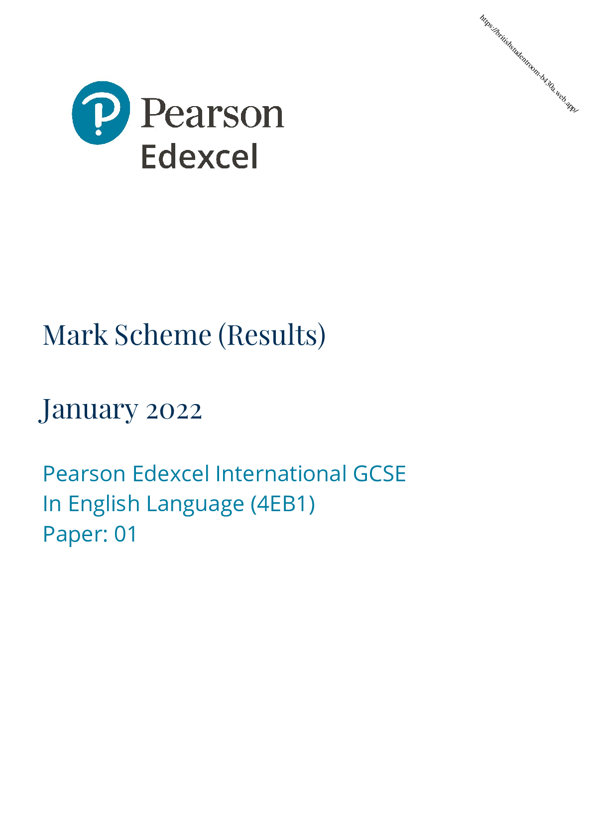 english coursework mark scheme edexcel