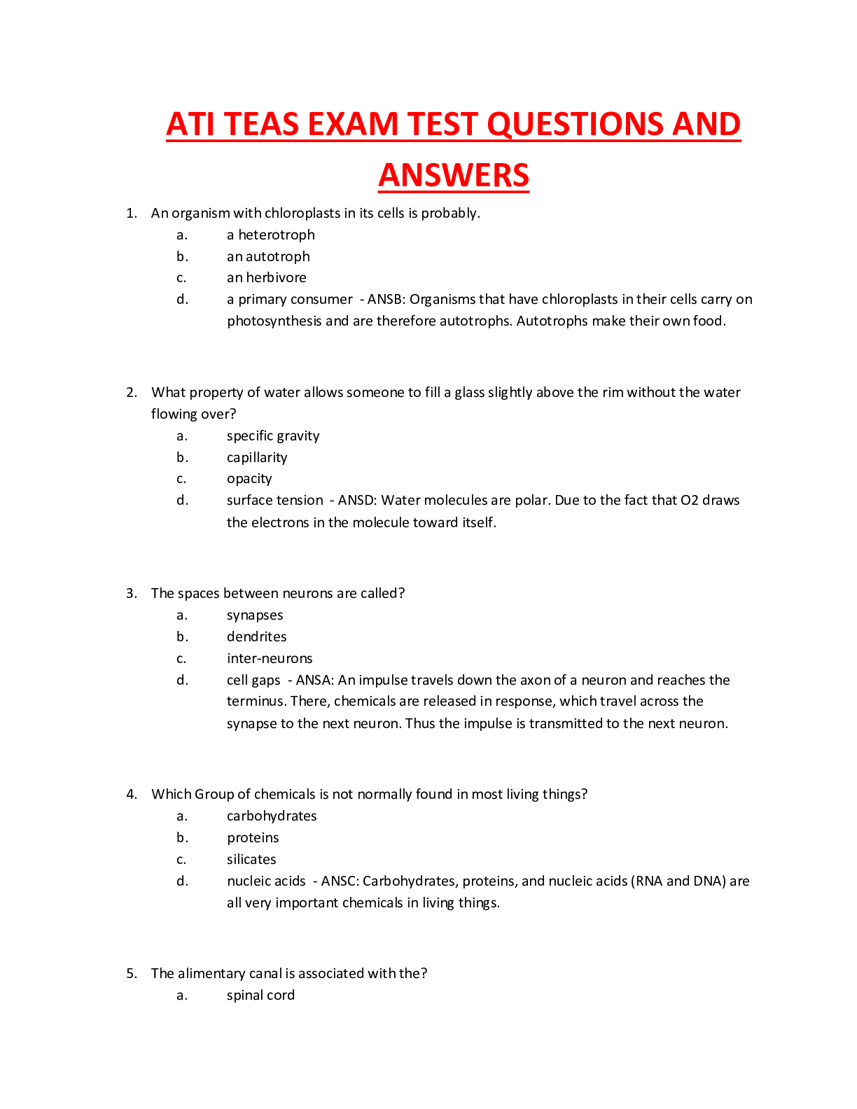ATI TEAS EXAM TEST QUESTIONS AND ANSWERS - Browsegrades