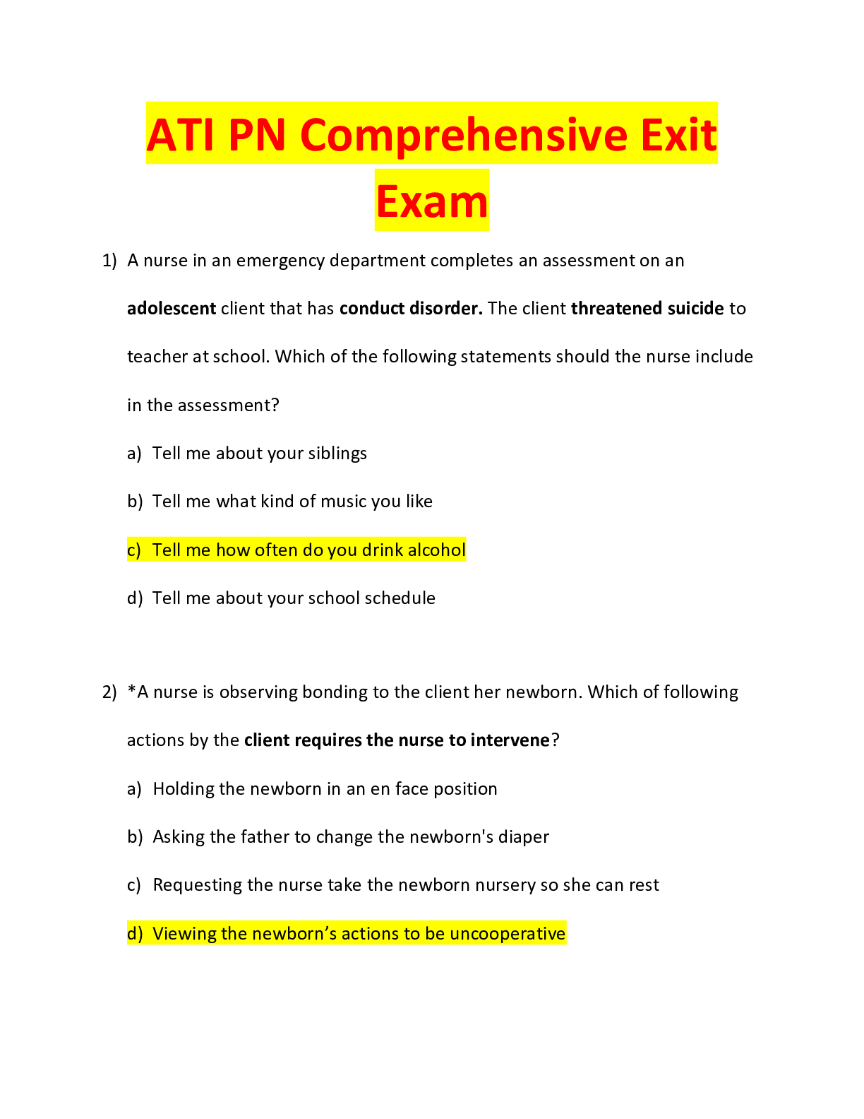 ATI PN Comprehensive Exit Exam LATEST VERSION