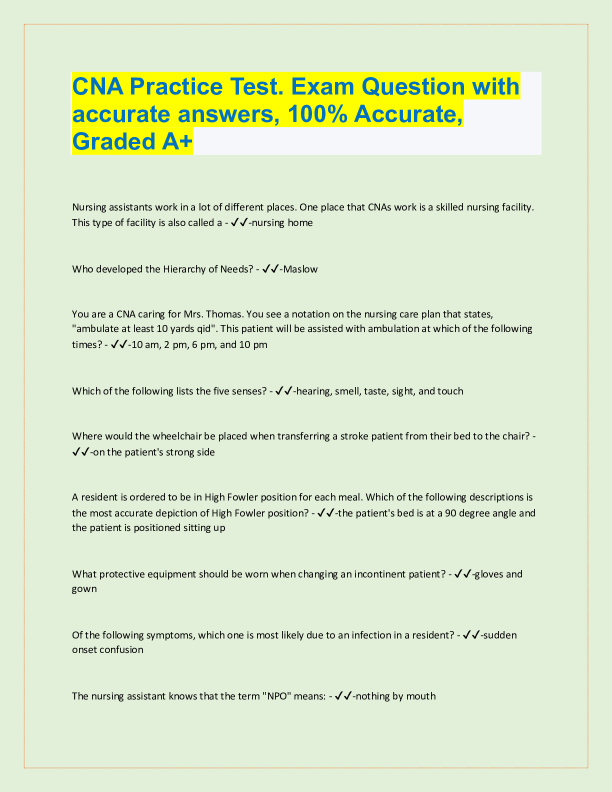 cna practice test 60 questions