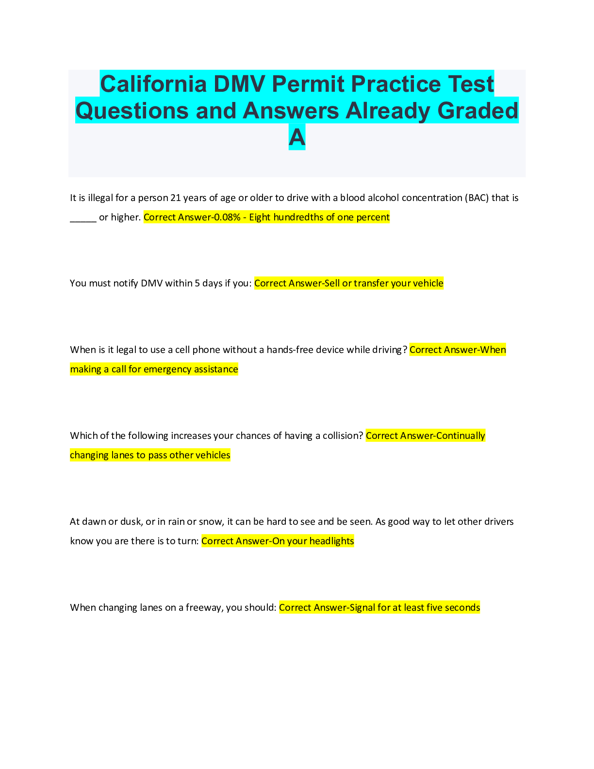 california cdl test answers