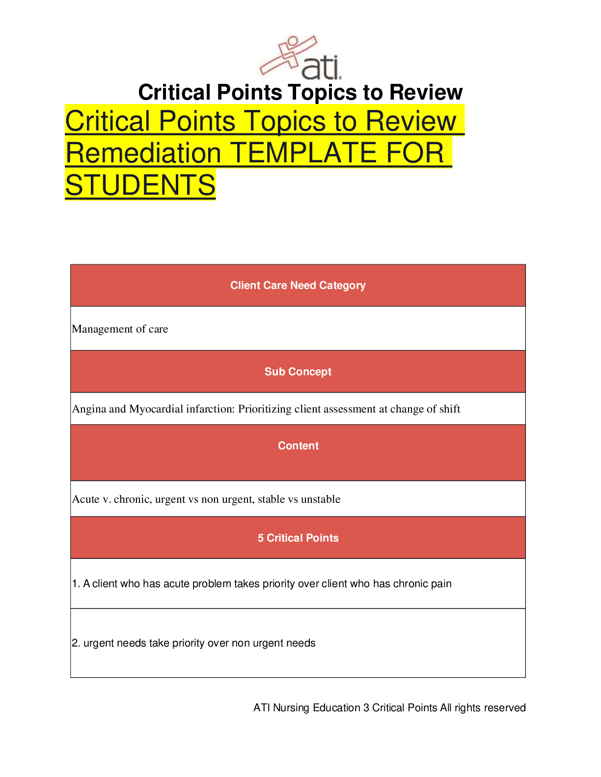 Ati 3 Critical Points Template Download