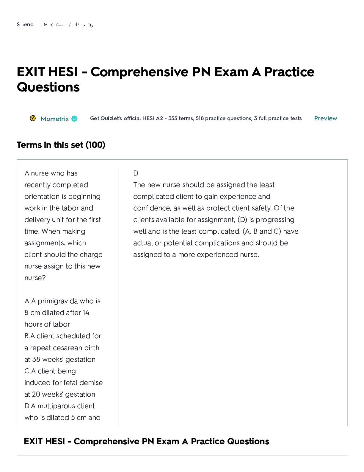 HESI Comprehensive EXIT Exam Practice Browsegrades