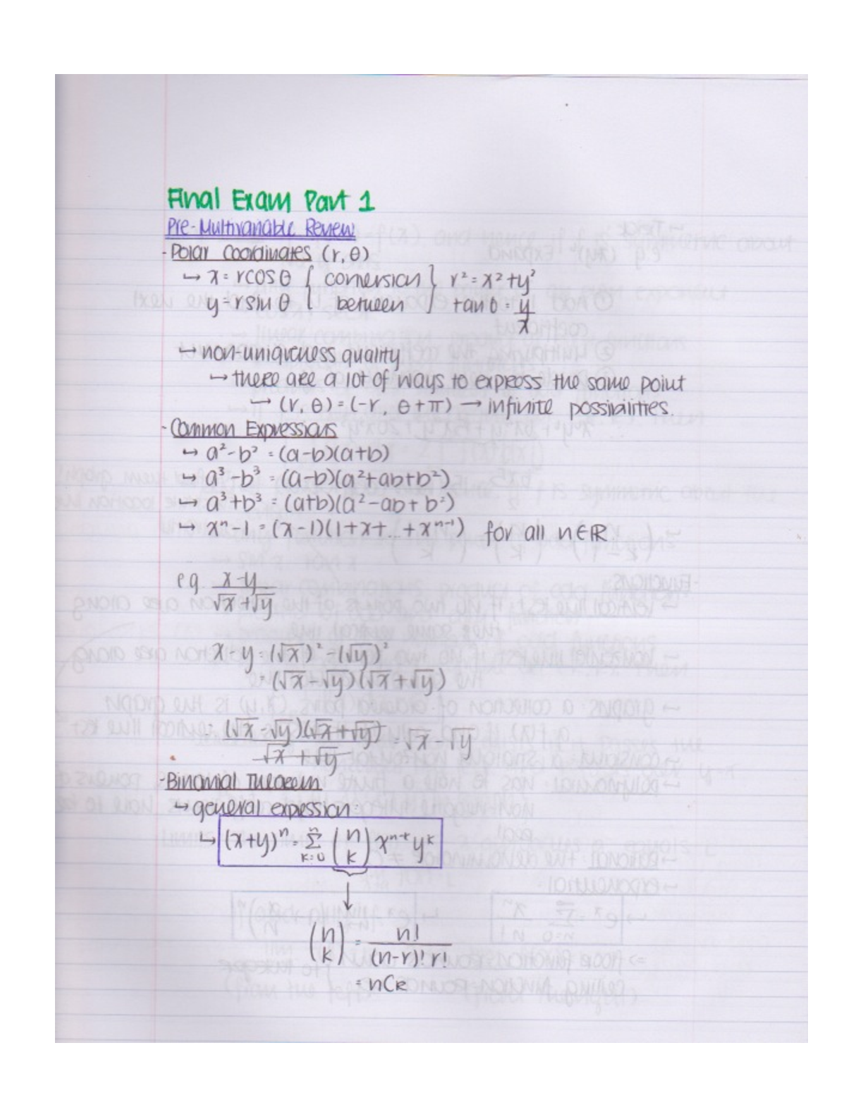 multivariable calculus final exam review