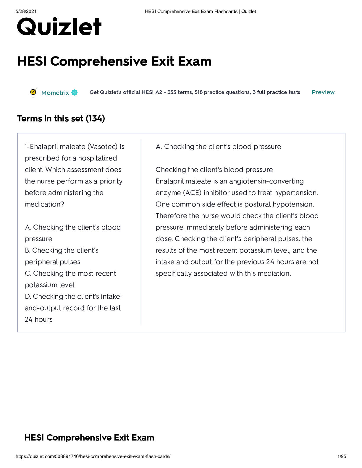 HESI Comprehensive Exit Exam Browsegrades
