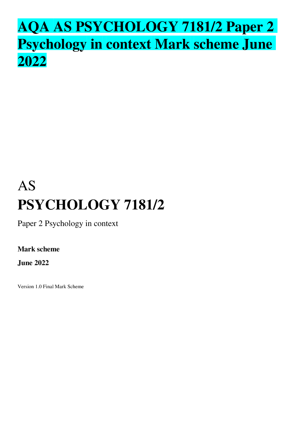 psychology paper 7182/1