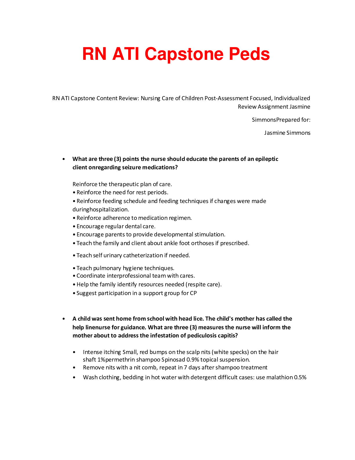 post assessment assignment ati capstone
