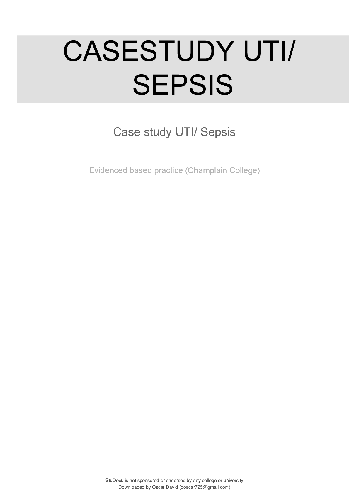 Case study UTI/ Sepsis Case study for jean kellly - Browsegrades